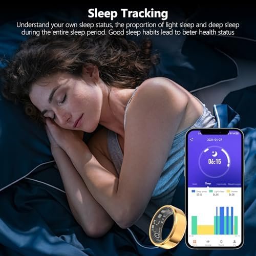 Fitness Tracker Smart Ring,Step Counter,Heart Rate Blood Oxygen Sleep Tracker Health Ring, 6ATM Waterproof Long Battery Life Smart Rings Compatible with iOS & Android (Rose Gold US8-2) - Image 3