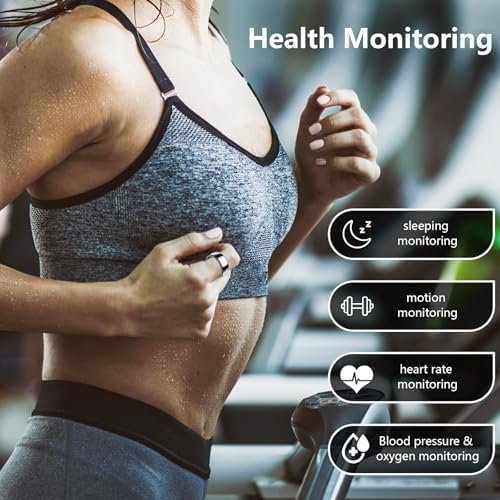 Smart Ring - Health and Fitness Tracker with Calories/Heart Rate/Blood Oxygen/Blood Pressure/Sleep Monitoring, IP68 Waterproof Pedometer for Exercise (Silver, #8) - Image 2