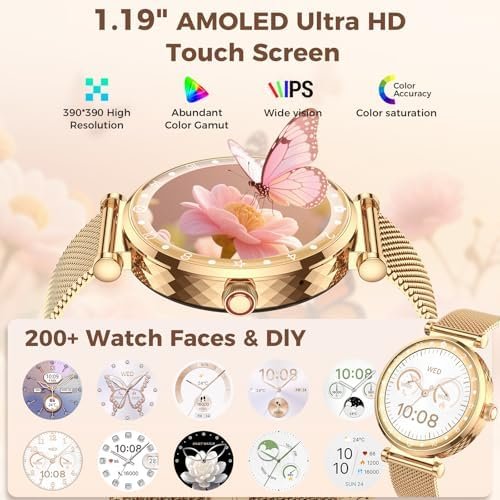 Smart Watch for Women, AMOLED HD Display Fitness Tracker Bluetooth Make/Answer Call, 1.19" Watches with 110+ Sports Modes/Heart Rate/SpO2/Sleep Monitor, Smartwatch IP68 Waterproof for Android iOS - Image 5
