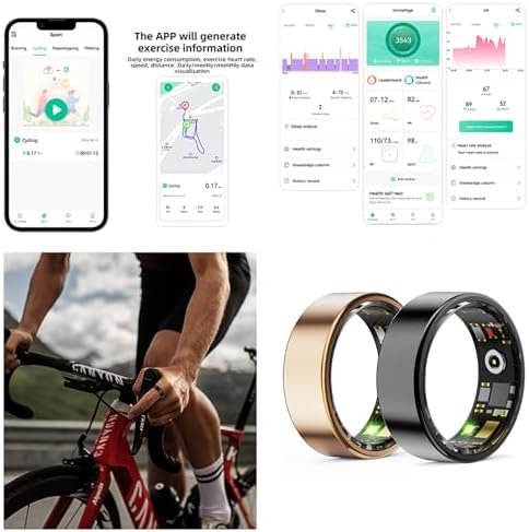 HitTopss Smart Ring, Fitness Tracking Smart Ring with Calories/Heart Rate/Blood Oxygen/Sleep Monitoring, IP68 Waterproof, No APP Subscription, Compatible with iOS/Android (Gold,10#) - Image 5