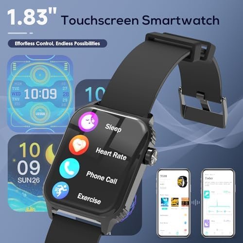 Smart Watch for Women Men, 1.83" HD Smartwatch with 120 Sports Modes, Heart Rate/Sleep Monitor, IP67 Waterproof, Bluetooth Call & Music Control for iPhone/Android - Image 3