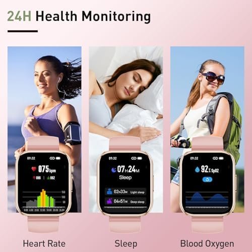 Smart Watch for Women, 1.95" HD Touchscreen Fitness Tracker with Bluetooth Calling, Fitness Watch with 110+ Sports Modes/Heart Rate/Sleep Monitor, IP68 Waterproof Smartwatch for Android iOS, Pink - Image 3