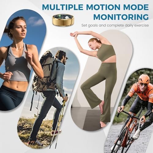 Smart Ring for Women Men Fitness Tracker with Blood Pressure,Heart Rate,Sleep Monitoring,Step Counting,for iPhone and Android,Waterproof smart blood pressure monitor,No Subscription Fees,Gold 11 size - Image 4