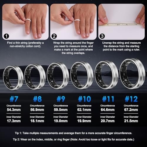 Smart Ring Fitness Tracker for Women Men - Waterproof Health Rings for Sleep Tracker, Heart and Blood Oxygen Monitor, Fitness Ring for Family Care,Step and Burned Calories Counter(8# - Image 9