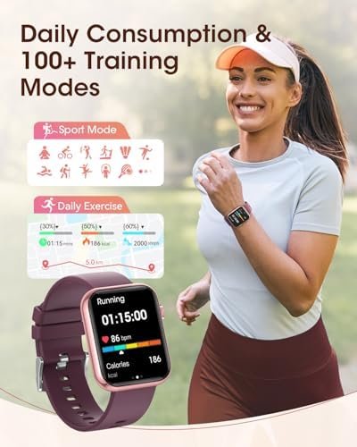 Smart Watches for Women, Health Fitness Watch for Android iPhone, Sleep/Heart Rate/SpO2/Blood Pressure Monitor, 1.85'' Smartwatch for Calls/SMS/Notifications, 100+ Sports Modes, 300+ Dials, 3 Bands - Image 4