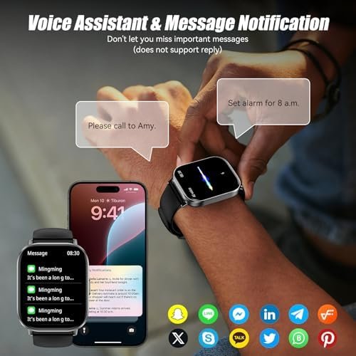 Smart Watch for Men Women, 2.01" HD Smartwatch with 120 Sports Modes, Heart Rate/Sleep Monitor, IP67 Waterproof Fitness Tracker, Compatible with Android iOS Phones (Black) - Image 4