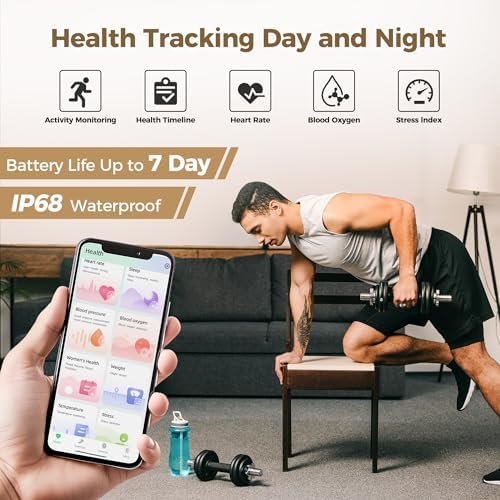 Smart Ring for Men & Women, Wellness & Fitness Tracker with Sleep/Step/Heart Rate/Blood Oxygen/Calorie Counter, IP68 Waterproof Wearable Ring for iOS Android Silver (Silver, 8) - Image 3