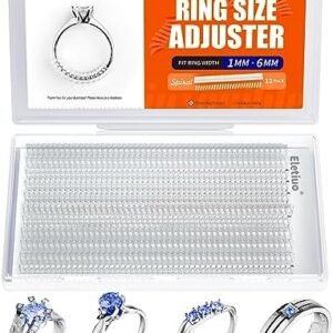 Ring Size Adjuster for Loose Rings,12 Pack-4 Sizes Invisible Transparent Silicone Guards Clip Jewelry Fitter Resizer,Fit Almost Any Ring for Women and Men