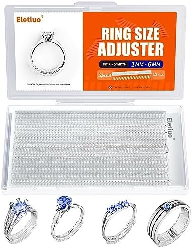 Ring Size Adjuster for Loose Rings,12 Pack-4 Sizes Invisible Transparent Silicone Guards Clip Jewelry Fitter Resizer,Fit Almost Any Ring for Women and Men