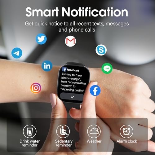 Smart Watch, 1.91" HD Screen Smartwatch for Men Women, Fitness Watch with Heart Rate/Sleep Monitor/Steps Monitor, 110+ Sports Modes, IP68 Waterproof Activity Trackers for Android iOS - Image 2
