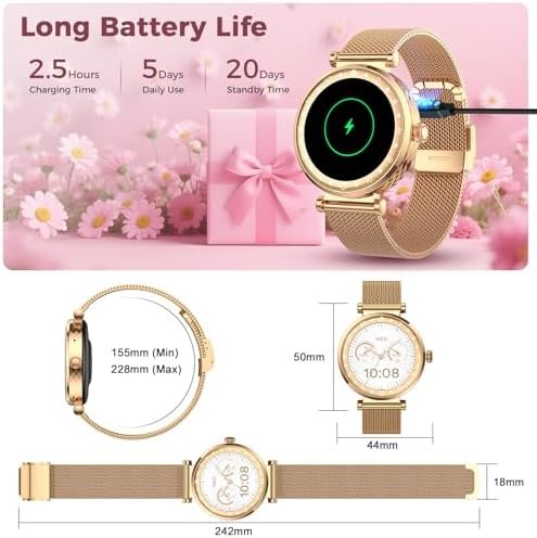 Smart Watch for Women, AMOLED HD Display Fitness Tracker Bluetooth Make/Answer Call, 1.19" Watches with 110+ Sports Modes/Heart Rate/SpO2/Sleep Monitor, Smartwatch IP68 Waterproof for Android iOS - Image 7