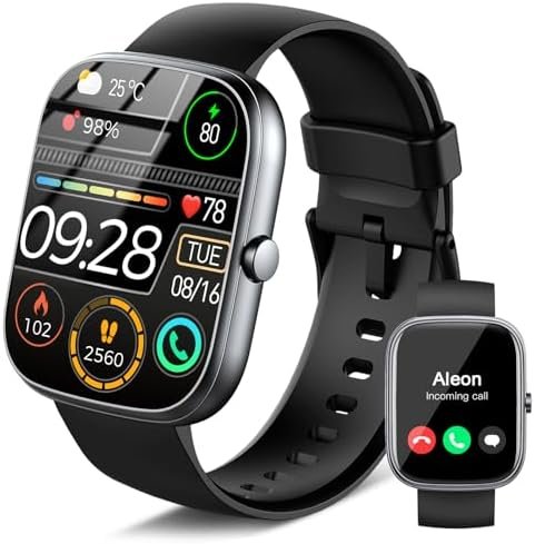 Smart Watch, 1.91" HD Smartwatch for Men Women (Answer/Make Call), 2025 Fitness Watch Heart Rate/Activity/Step/Sleep Monitor, IP68 Waterproof 110+ Sport Mode, Step Counter Black