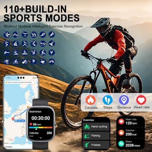 Smart Watch, 1.91" HD Smartwatch for Men Women (Answer/Make Call), 2025 Fitness Watch Heart Rate/Activity/Step/Sleep Monitor, IP68 Waterproof 110+ Sport Mode, Step Counter Black - Image 6