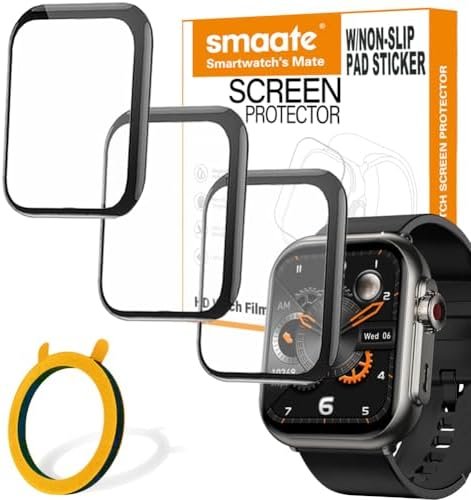3D Screen Protector Compatible with Jacoosa K62 1.85 inches Fitness Tracker Smart Watch, PMMA Material, Anti-shatter, Full Coverage, with Non-slip Pad sticker, 3-PACK
