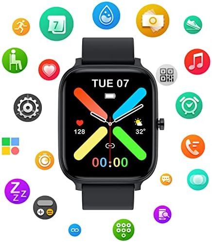 Smart Watch for Men Women Compatible with iPhone Samsung Android Phone 1.83 inch Full Touch Screen IP68 Waterproof Bluetooh Fitness Tracker Heart Rate/Sleep Monitor, Black - Image 8