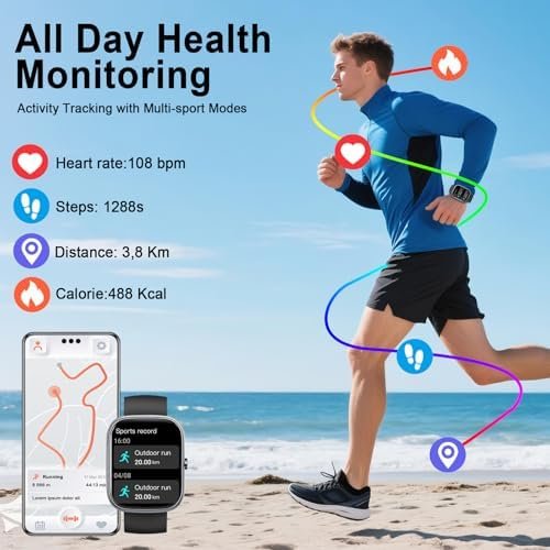 Smart Watch, 1.91" HD Smartwatch for Men Women (Answer/Make Call), 2025 Fitness Watch Heart Rate/Activity/Step/Sleep Monitor, IP68 Waterproof 110+ Sport Mode, Step Counter Black - Image 8