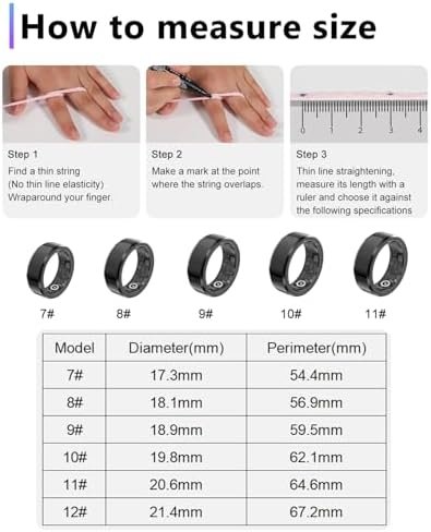 2025 New Smart Ring Health Tracker for Men Women - IP68 Waterproof Fitness Ring with Sleep Tracker/Heart Rate/Blood Oxygen/Steps/Distance/Calories,Air Gestures,Charging case Up to 7-Day - Image 6