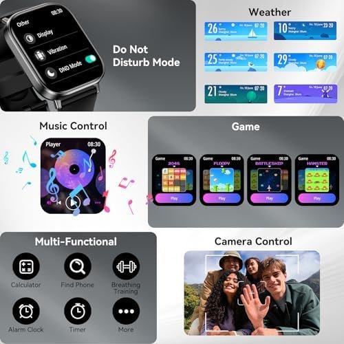 Smart Watch for Men Women, 2.01" HD Smartwatch with 120 Sports Modes, Heart Rate/Sleep Monitor, IP67 Waterproof Fitness Tracker, Compatible with Android iOS Phones (Black) - Image 7