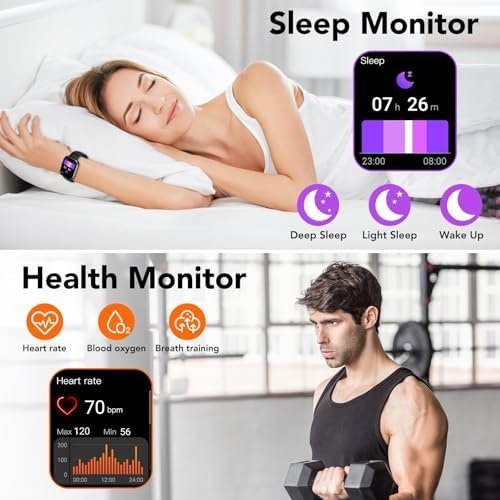 Smart Watch for Men Women (Answer/Make Calls), 1.91" HD Smartwatch with Heart Rate Monitor Sleep Monitor, IP68 Waterproof, 115+ Sports Activity Trackers with Pedometer, Fitness Watch for Android/iOS - Image 5