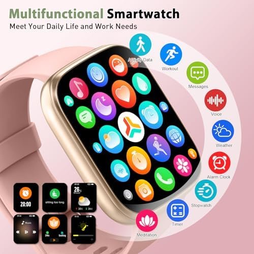 Smart Watch for Women, 1.95" HD Touchscreen Fitness Tracker with Bluetooth Calling, Fitness Watch with 110+ Sports Modes/Heart Rate/Sleep Monitor, IP68 Waterproof Smartwatch for Android iOS, Pink - Image 6