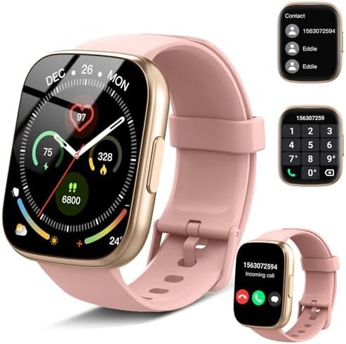 Smart Watch for Women, 1.95" HD Touchscreen Fitness Tracker with Bluetooth Calling, Fitness Watch with 110+ Sports Modes/Heart Rate/Sleep Monitor, IP68 Waterproof Smartwatch for Android iOS, Pink