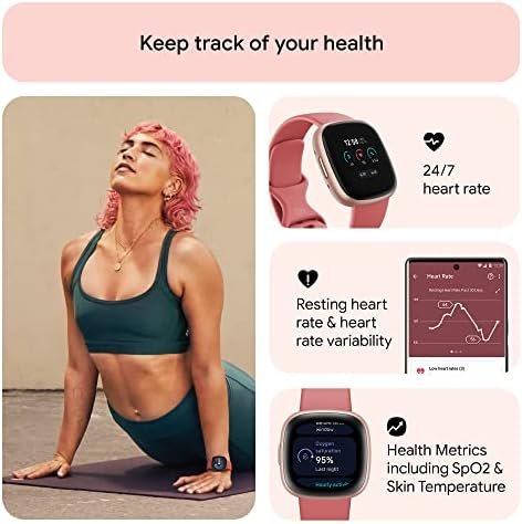 Fitbit Versa 4 Fitness Smartwatch with Daily Readiness, GPS, 24/7 Heart Rate, 40+ Exercise Modes, Sleep Tracking and more, Pink Sand/Copper Rose, One Size (S & L Bands Included) - Image 4