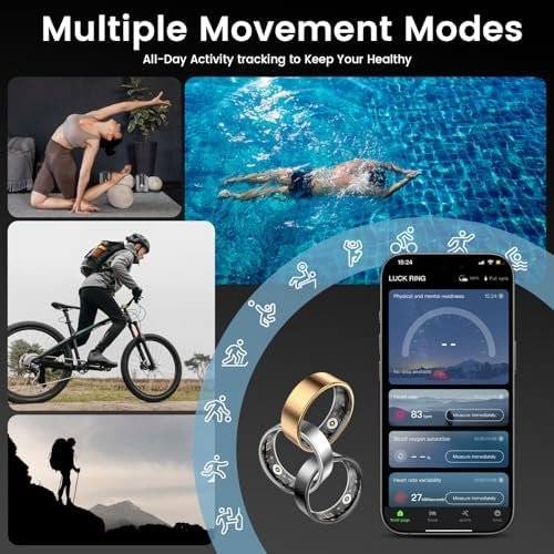 Smart Health Ring for Women Men Fitness Tracker with Heart Rate, Blood Oxygen,Sleep Monitoring, Step Counting, IP68 Waterproof for iPhone and Android, No Subscription Fee (Gold, 12) - Image 5