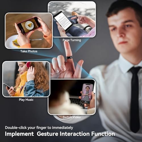 Health Smart Ring for Men Women, Fitness Tracker with Heart Rate/Blood Pressure/Blood Oxygen Monitor,Sleep Tracker,Pedometer, IP68 Waterproof Ring for iPhone&Android, No Subscription (Black, Size9) - Image 5