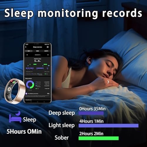 Smart Ring for Women Men, Sleep Tracker Ring, Waterproof Fitness Tracker Health Rings with Heart Rate Monitoring, Blood Oxygen,Stress Distance Calories Steps Tracking,No Subscription Fee(Rose Gold,#9) - Image 5