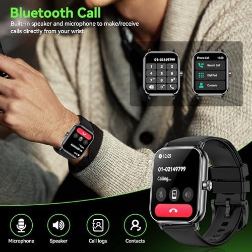 Smart Watch for Men Women (Answer/Make Call) 1.85" HD Touch Screen Fitness Tracker, 120+ Sport Modes, 24/7 Heart Rate/Sleep Monitor/Pedometer/Calories, Fitness Watch for Android/iOS (Black) - Image 4