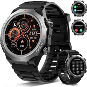 Military Smart Watches for Men(Answer/Make Calls), 1.39"HD Fitness Watch, 24/7 Heart Rate Sleep Monitor, Smart Watch for Men 110+ Sport Modes, 30Day, IP68 Waterproof Smartwatch for Android iOS, Black