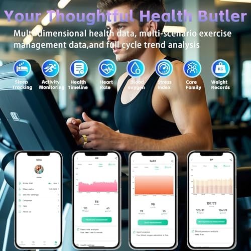 Smart Ring for Women Men – Fitness Tracker Ring with Heart Rate, SpO2, Blood Pressure, Sleep Monitoring, Step & Calorie Counter, No Subscription Fee,5ATM Waterproof,iOS & Android (Gold 8) - Image 3
