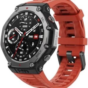 Amazfit T-Rex 3 Rugged/Military Smart Watch 48mm, 27 Day Battery, GPS (with Privacy), Offline Maps, 328 Feet Water-Resistant, 170 Fitness/Sport Modes, AI, Voice Control, for Android or iPhone, Lava