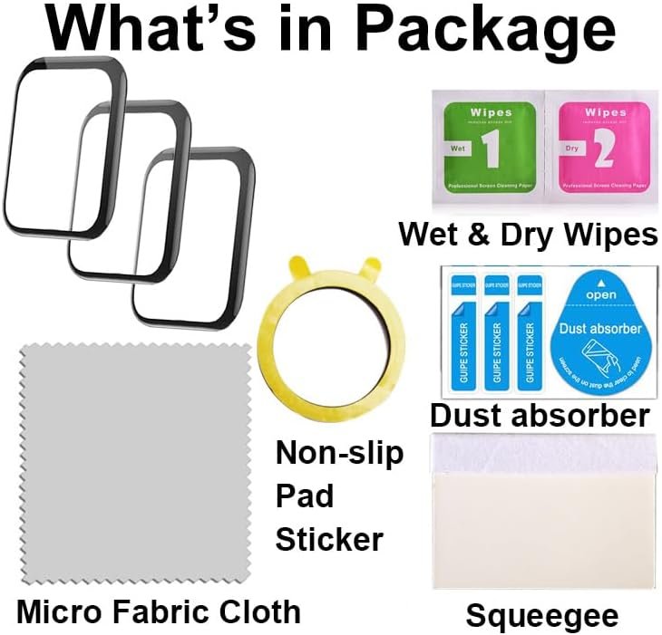 3D Screen Protector Compatible with Jacoosa K62 1.85 inches Fitness Tracker Smart Watch, PMMA Material, Anti-shatter, Full Coverage, with Non-slip Pad sticker, 3-PACK - Image 4