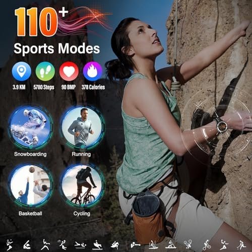 Military Smart Watches for Men(Answer/Make Calls), 1.39"HD Fitness Watch, 24/7 Heart Rate Sleep Monitor, Smart Watch for Men 110+ Sport Modes, 30Day, IP68 Waterproof Smartwatch for Android iOS, Black - Image 3