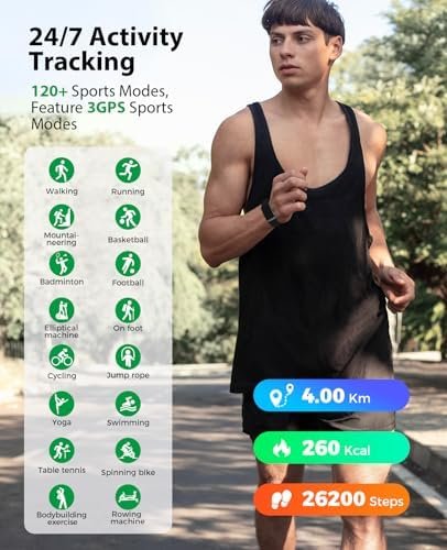 Smart Bracelet, Wearable Activity & Fitness Tracker Band, 24H Sleep Tracker, All-Day Continuous Heart Rate Blood Pressure Stress HRV Monitor, 120+ Sport Modes Smart Wristband with Free APP 2 Bands - Image 4