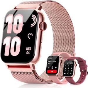 Smart Watches for Women, 1.83" HD Fitness Tracker (Answer/Make Calls), 120+ Sport Modes with Heart Rate/Sleep Monitor, IP68 Waterproof, Fitness Watch for iOS Android, Rose Gold