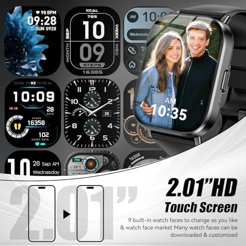 Smart Watch for Men Women, 2.01" HD Smartwatch with 120 Sports Modes, Heart Rate/Sleep Monitor, IP67 Waterproof Fitness Tracker, Compatible with Android iOS Phones (Black) - Image 3