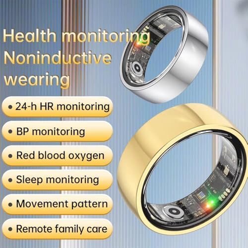 Smart Ring Fitness Tracker Ring for Men/Women with Calories/Heart Rate/Blood Oxygen/Sleep Monitoring with NO App Subscription with Charging Case for Android 6.0+/iOS 11.0+(Gold 9#) - Image 6