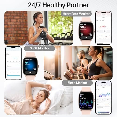 Smart Watch for Men Women with Bluetooth Call & AI Voice, 1.85" HD Fitness Tracker with Heart Rate SpO2 Sleep Monitor, 100+ Sports Modes, Mini Games, IP68 Waterproof Smartwatch for Android iOS Phones - Image 4