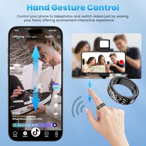 Smart Rings for Women Men, Health Fitness Tracker Ring with LED Display Screen, Sleep Tracker Rings Compatible with iOS/Android Activity Tracker/Heart Rate/SpO2/Sleep/Step - Image 4