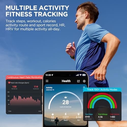 Fitness Tracker, Smart Ring for Women Men, Fitness Ring with Sleep Tracker, 24/7 Heart Rate Monitor, Health Activity Trackers, Step Counter,Calorie Pedometer,No Subscription,for iOS Android(Black,#10) - Image 4