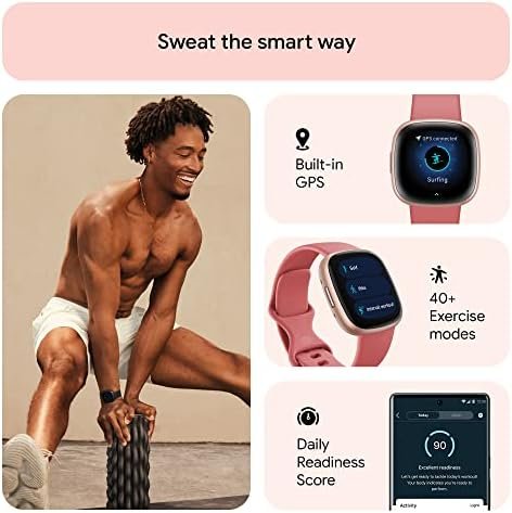 Fitbit Versa 4 Fitness Smartwatch with Daily Readiness, GPS, 24/7 Heart Rate, 40+ Exercise Modes, Sleep Tracking and more, Pink Sand/Copper Rose, One Size (S & L Bands Included) - Image 2