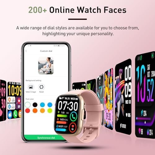 Smart Watch for Women, 1.95" HD Touchscreen Fitness Tracker with Bluetooth Calling, Fitness Watch with 110+ Sports Modes/Heart Rate/Sleep Monitor, IP68 Waterproof Smartwatch for Android iOS, Pink - Image 7