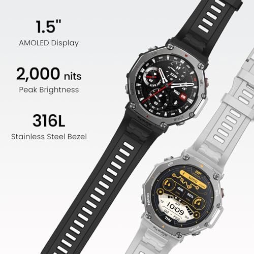 Amazfit T-Rex 3 Rugged Military Smart Watch 48mm, GPS (with Privacy), Offline Maps, Long Battery Life,328 Feet Water-Resistant, 170 Fitness/Sport Modes, AI, Voice Control, for Android or iPhone, Gray - Image 5