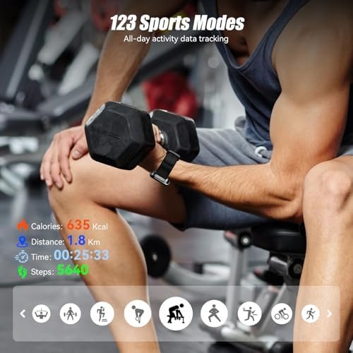 Smart Watch for Men Women, 2.01" HD Smartwatch with 120 Sports Modes, Heart Rate/Sleep Monitor, IP67 Waterproof Fitness Tracker, Compatible with Android iOS Phones (Black) - Image 5