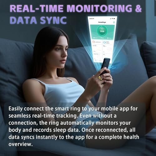 Smart Ring for Women Men – Fitness Tracker Ring with Heart Rate, SpO2, Blood Pressure, Sleep Monitoring, Step & Calorie Counter, No Subscription Fee,5ATM Waterproof,iOS & Android (Gold 8) - Image 5