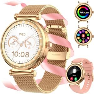 Smart Watch for Women, AMOLED HD Display Fitness Tracker Bluetooth Make/Answer Call, 1.19" Watches with 110+ Sports Modes/Heart Rate/SpO2/Sleep Monitor, Smartwatch IP68 Waterproof for Android iOS