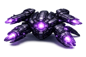 Futuristic combat drone with purple energy