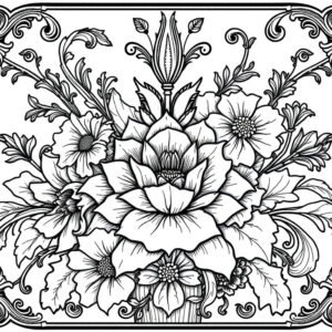 Adult Floral Coloring Scene 003